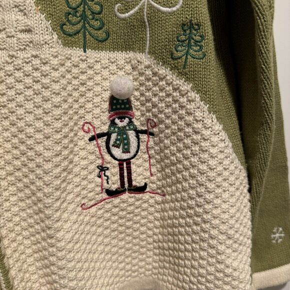 Christopher Banks Penguin Christmas Cardigan Sweater Front Zipper Size XL - Picture 3 of 7